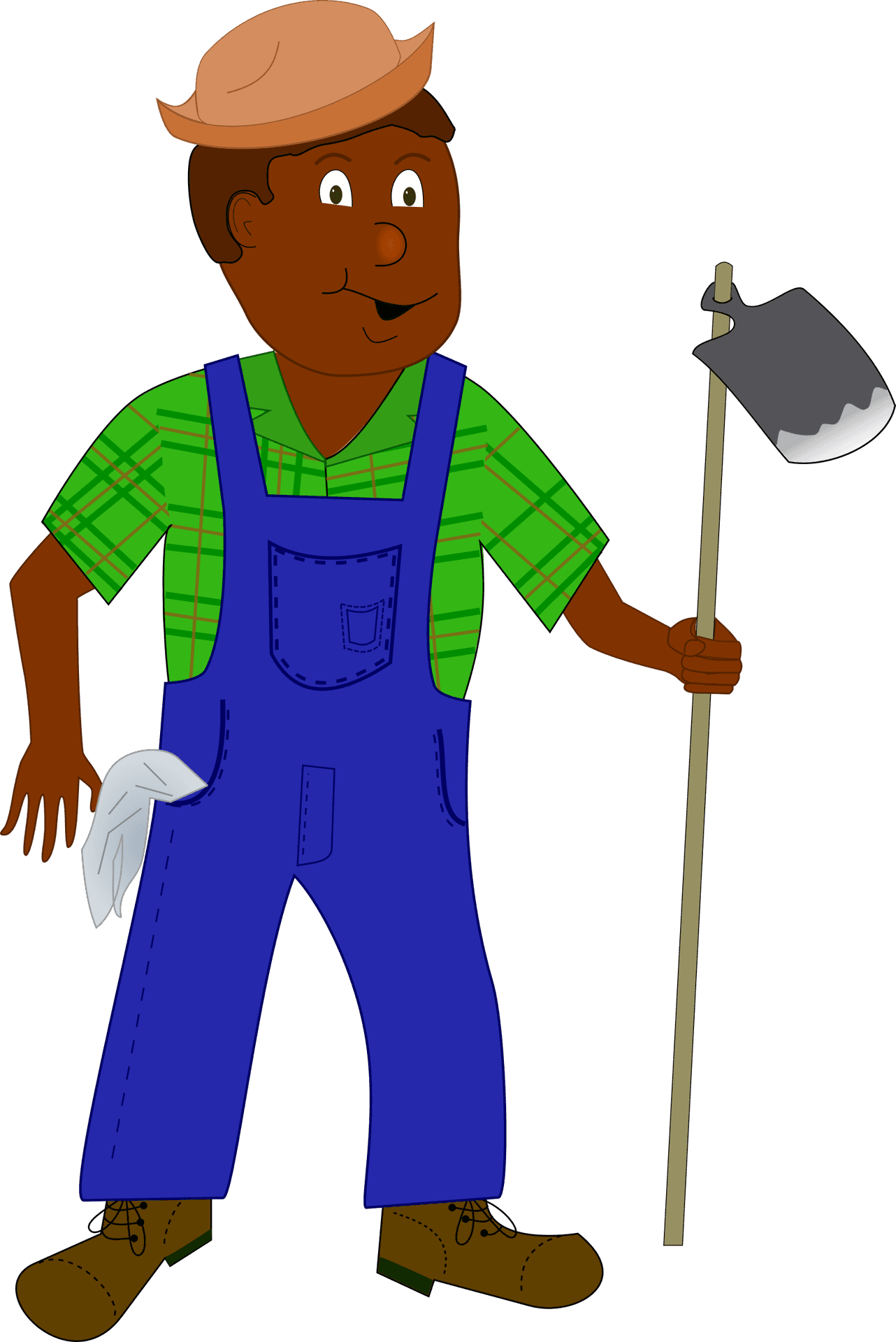 Smiling Cartoon Farmerwith Hoe PNG