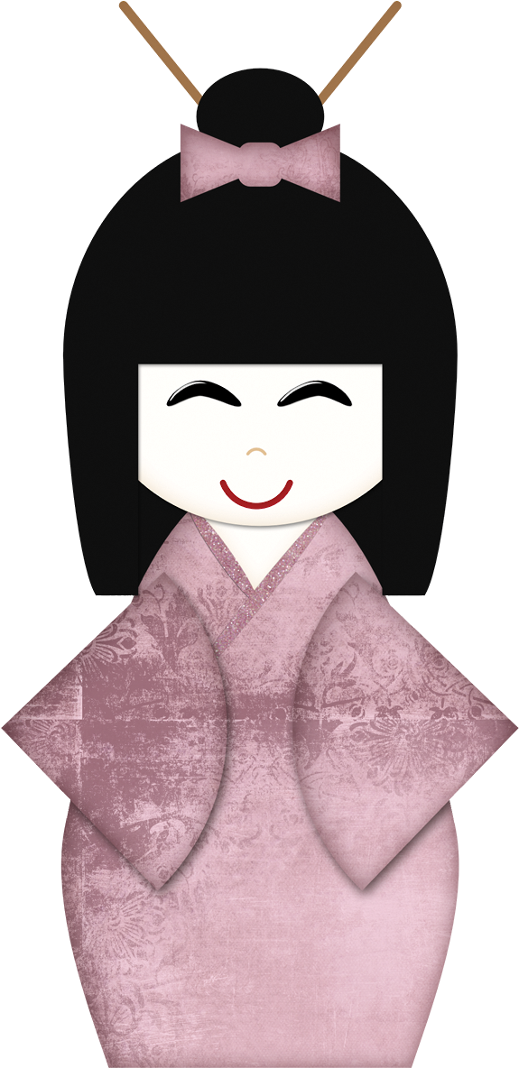 Smiling Cartoon Geisha PNG