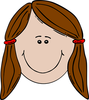 Smiling Cartoon Girl Face PNG