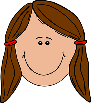Smiling Cartoon Girl Head PNG