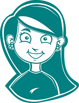Smiling Cartoon Girl Outline PNG