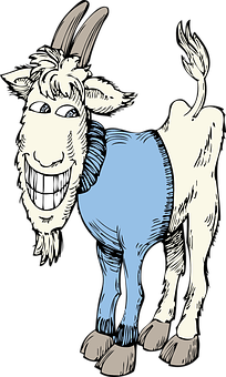 Smiling Cartoon Goat Illustration PNG