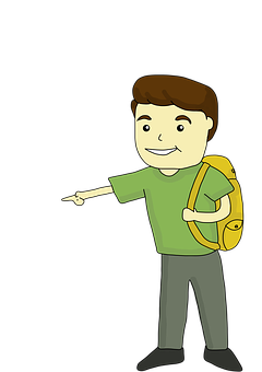 Smiling Cartoon Man With Backpack PNG