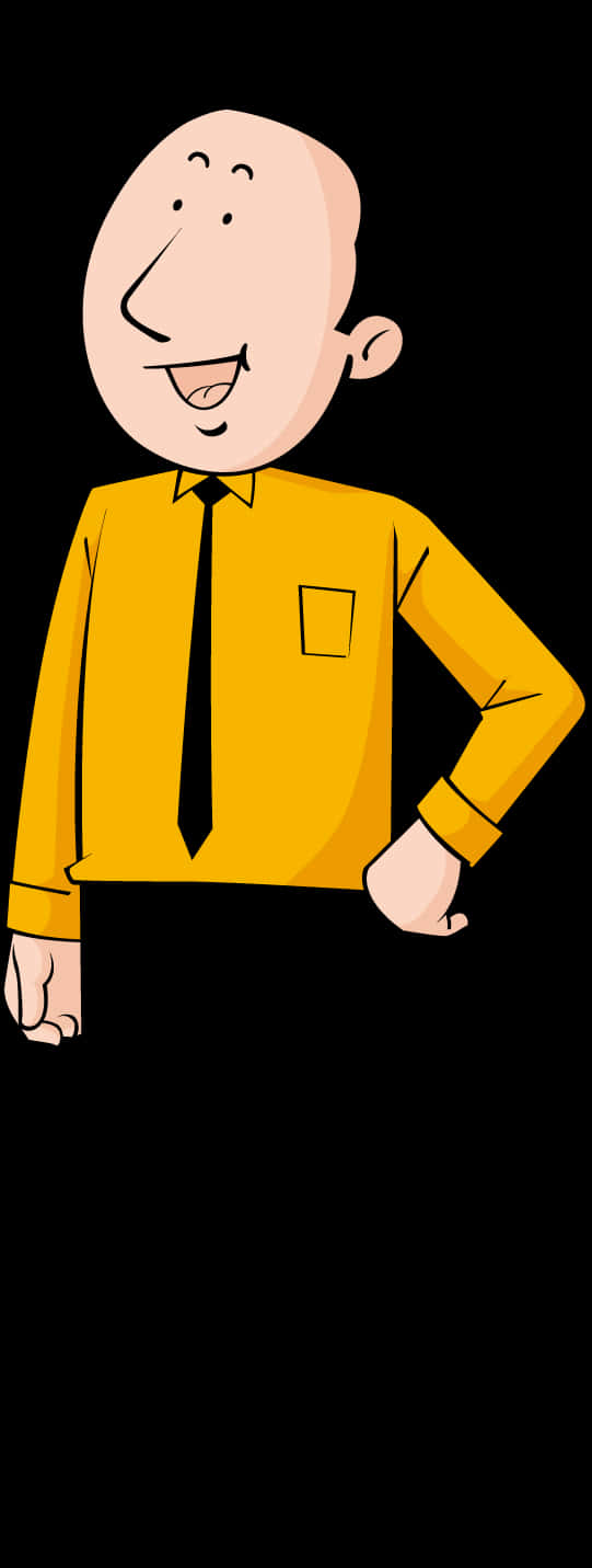 Smiling Cartoon Man Yellow Shirt PNG