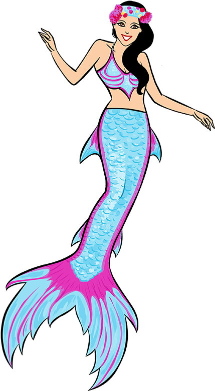 Smiling Cartoon Mermaid Illustration PNG