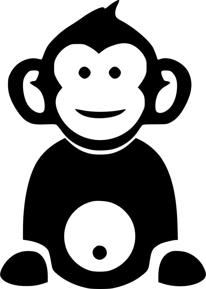 Smiling Cartoon Monkey Outline PNG