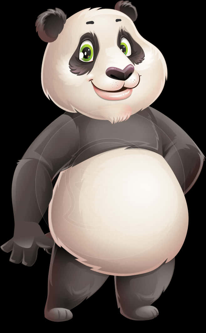 Smiling Cartoon Panda Illustration PNG