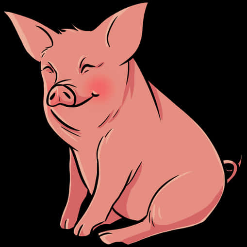 Smiling Cartoon Pig PNG