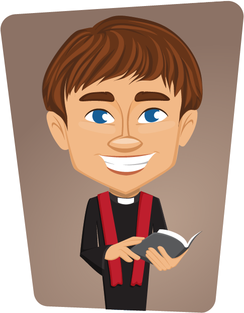 Smiling Cartoon Priest Holding Book PNG