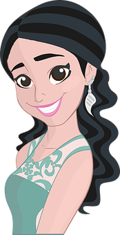 Smiling Cartoon Princess Portrait PNG