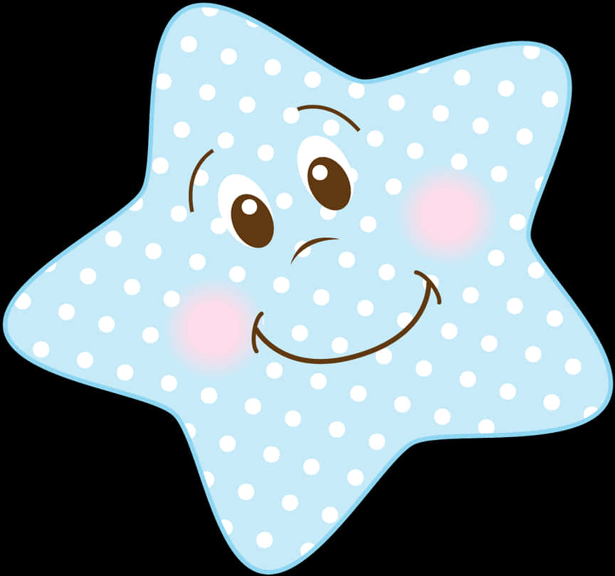 Smiling Cartoon Star Polka Dots PNG