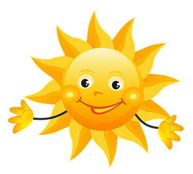 Smiling Cartoon Sun Graphic PNG