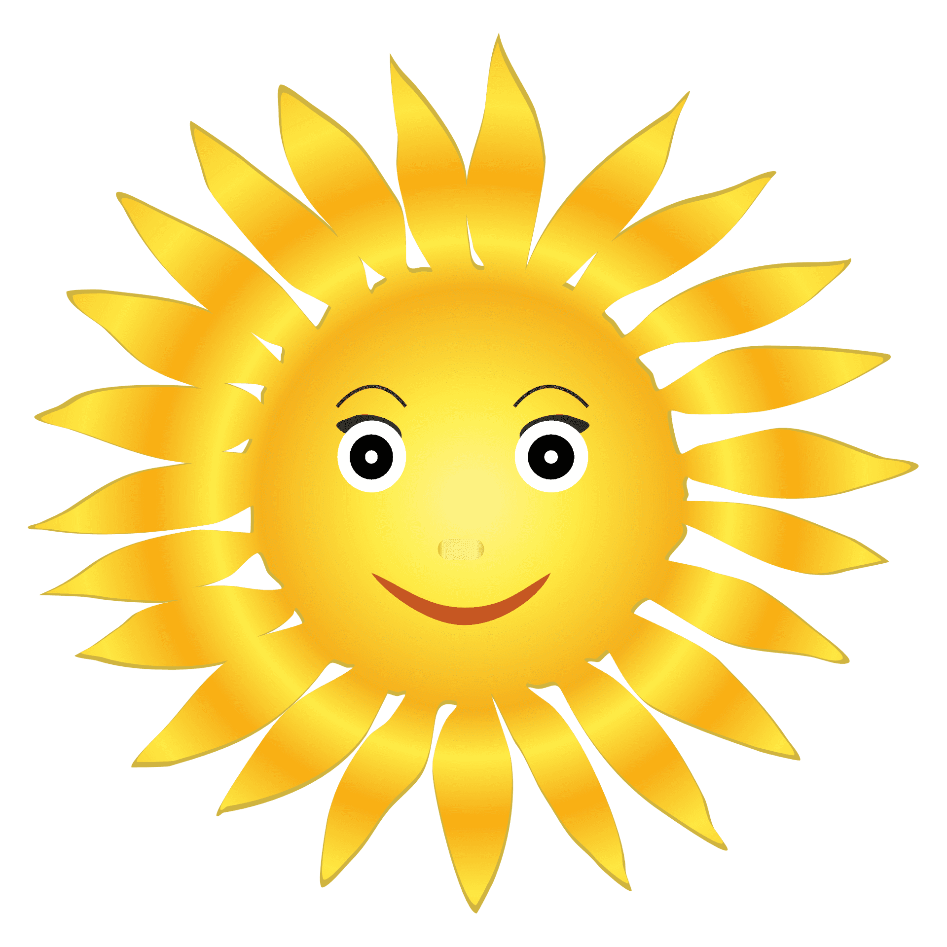 Smiling Cartoon Sun Graphic PNG