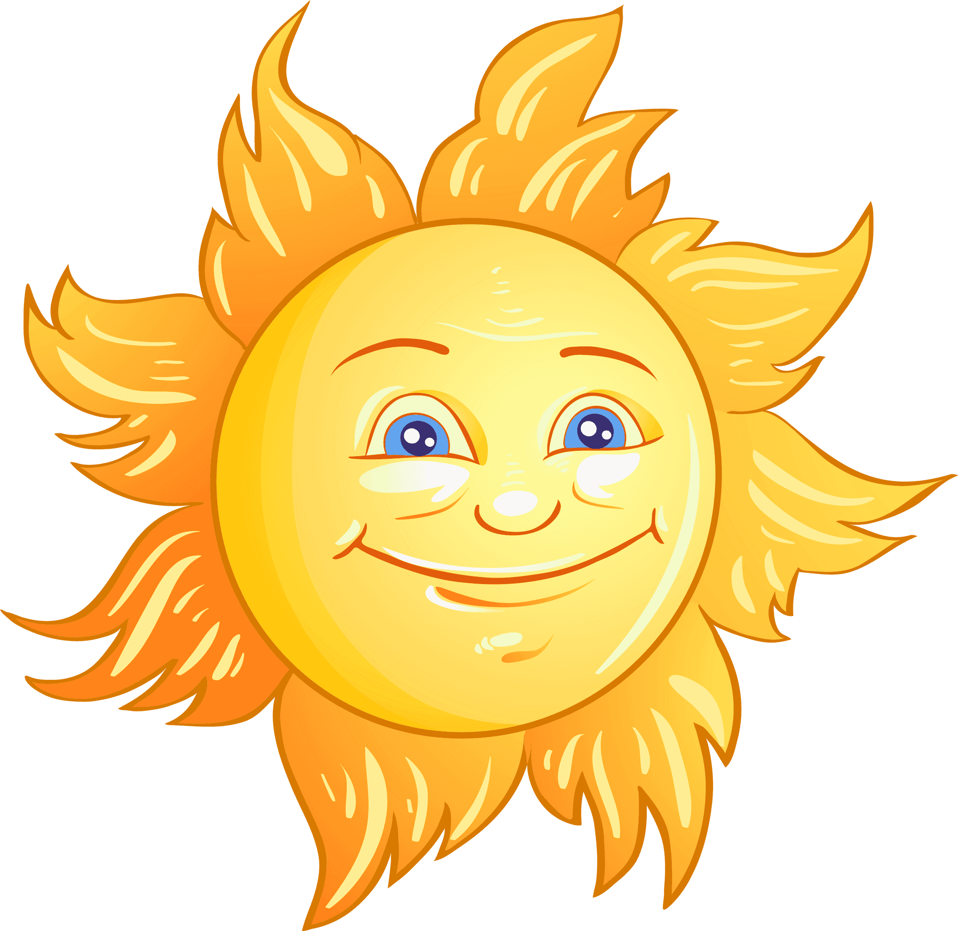 Smiling Cartoon Sun Graphic PNG