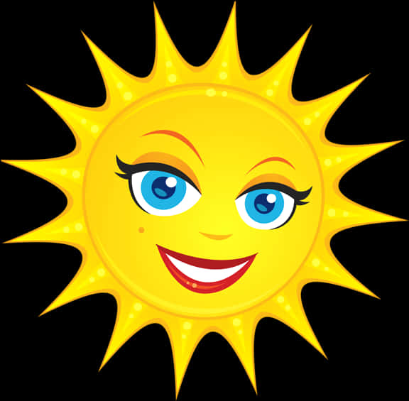 Smiling Cartoon Sun Transparent Background PNG