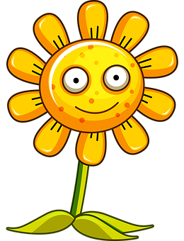 Smiling Cartoon Sunflower PNG