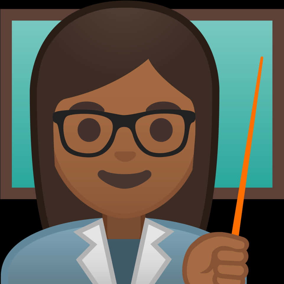 Smiling Cartoon Teacher With Pointer PNG