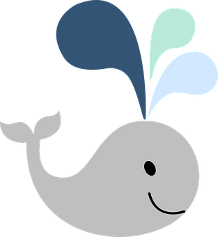 Smiling Cartoon Whale PNG