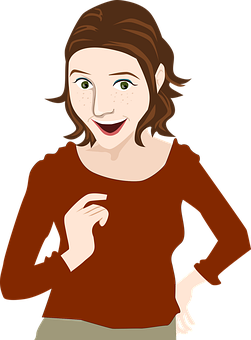 Smiling Cartoon Woman Vector PNG