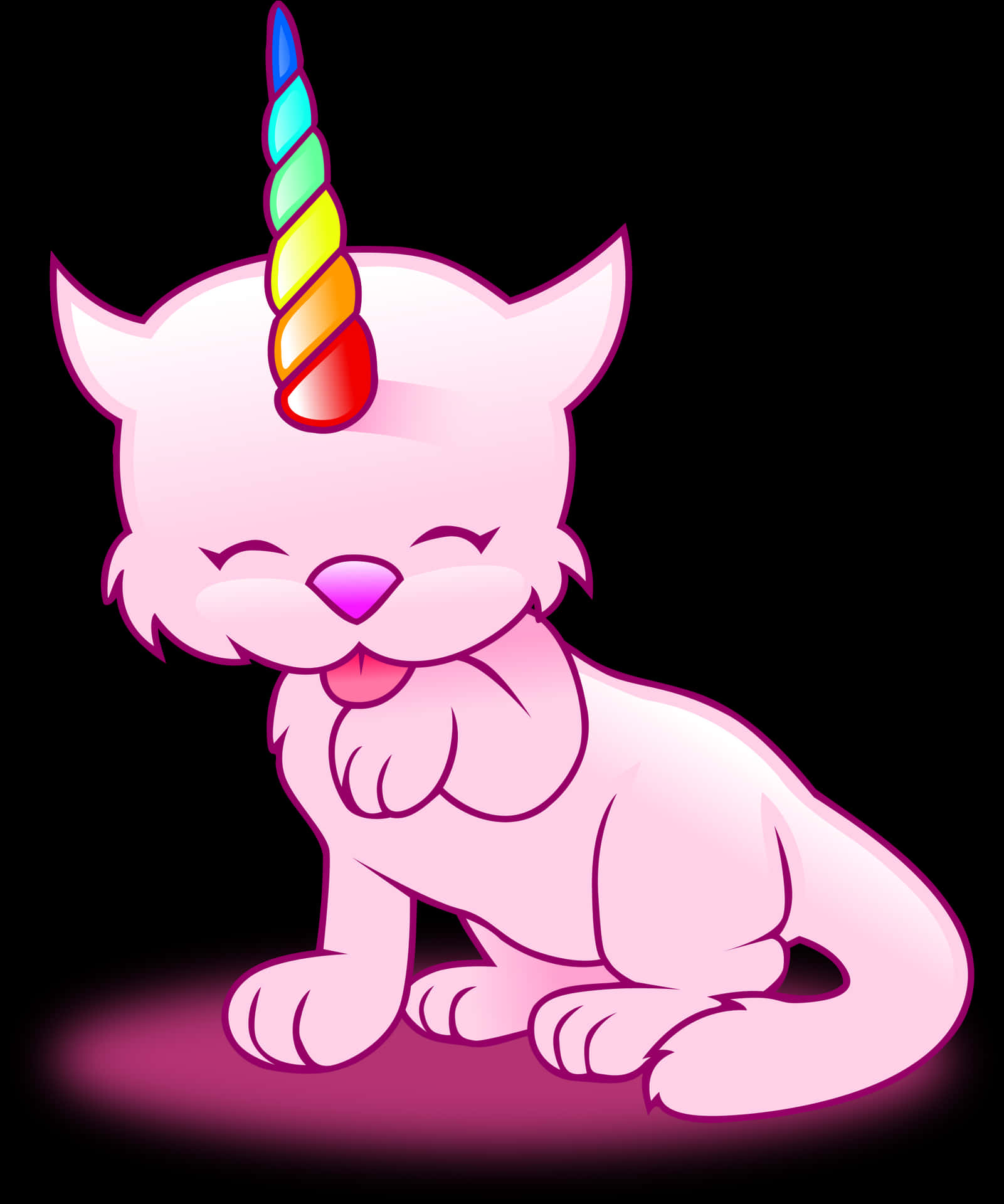 Smiling Cat Unicorn Rainbow Horn PNG