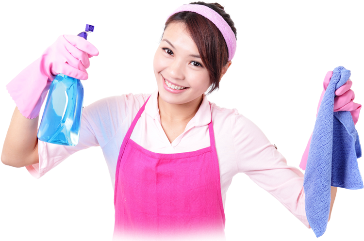 Smiling Cleaner With Spray Bottleand Cloth PNG
