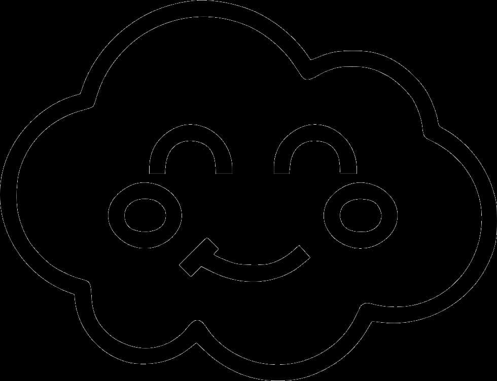 Smiling Cloud Line Art PNG