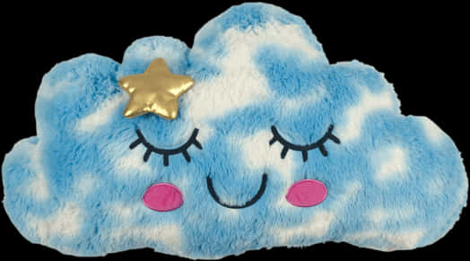 Smiling Cloud Plushiewith Star PNG