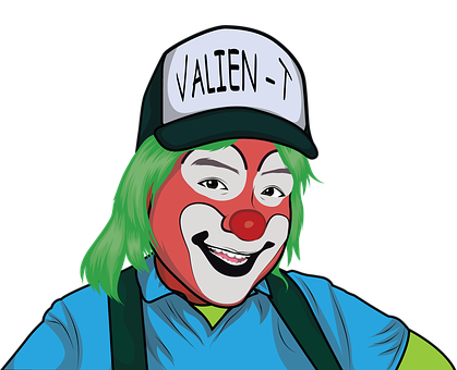 Smiling Clownwith Green Hairand Cap PNG