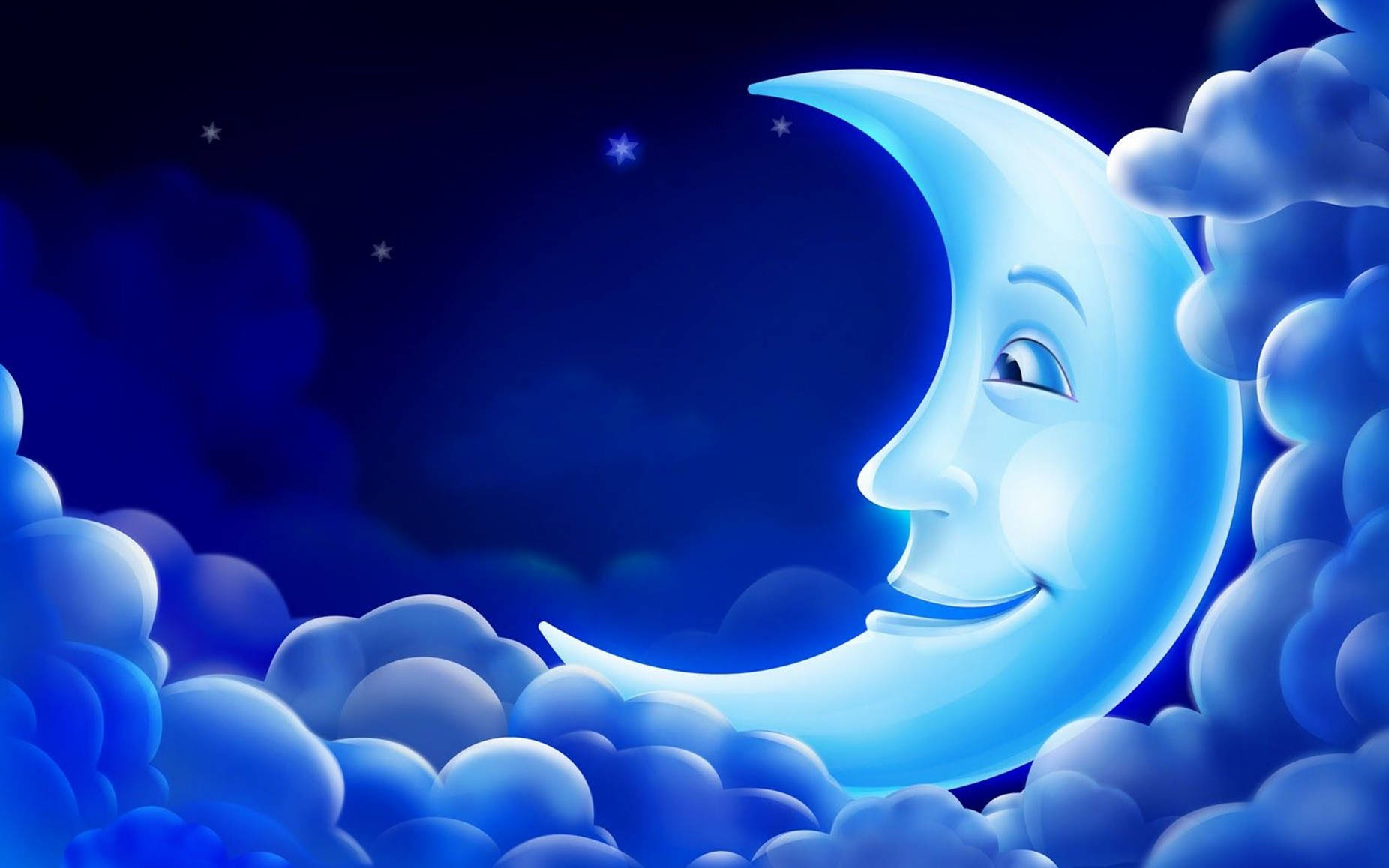 Smiling Crescent Moon 3d Animation Wallpaper