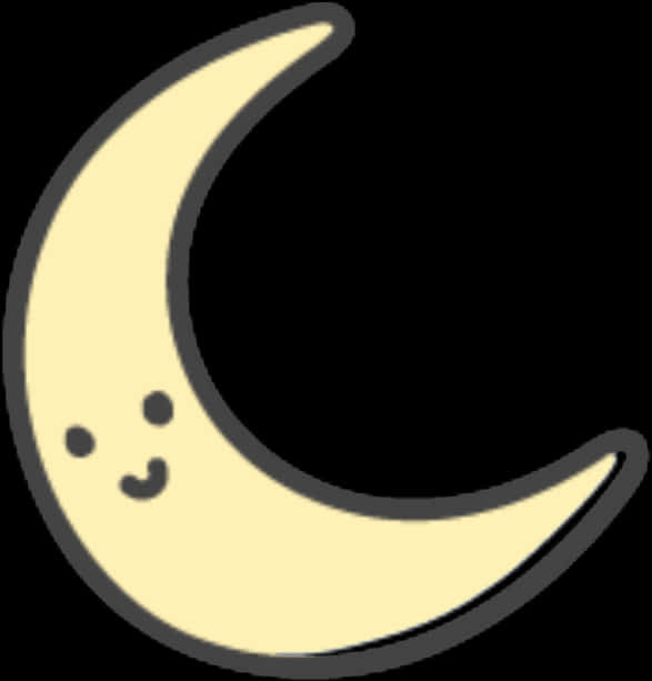 Smiling Crescent Moon Cartoon PNG