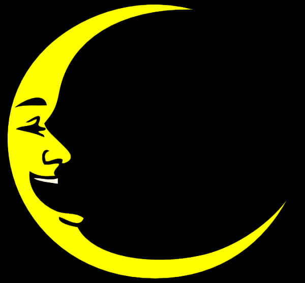Smiling Crescent Moon Graphic PNG