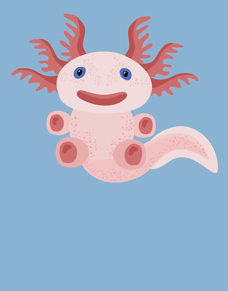Smiling Cute Axolotl Minimalist Art Wallpaper