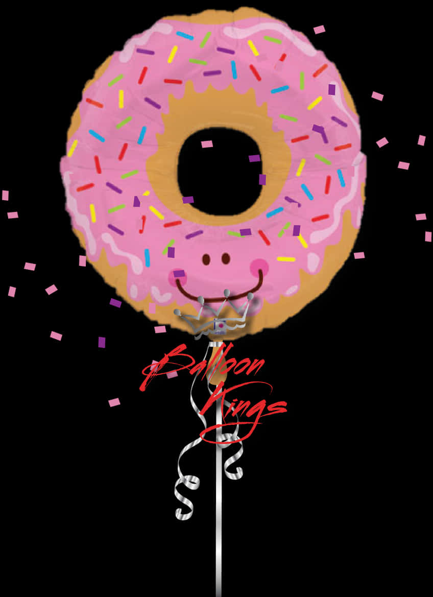 Smiling Donut Balloon Illustration PNG