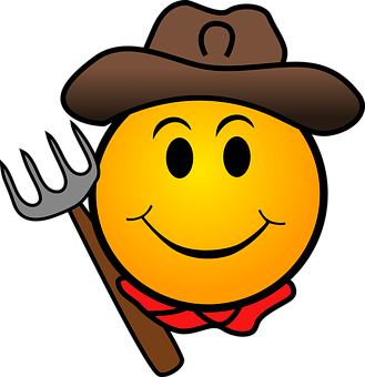 Smiling Emoji Cowboy Hat Pitchfork PNG