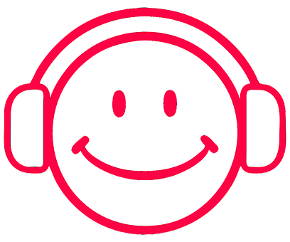 Smiling Face Headphones Icon PNG