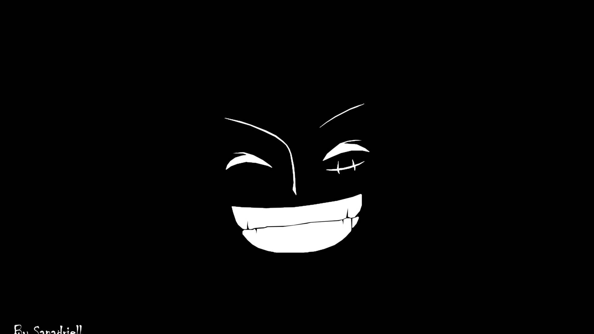 Smiling Face Of Luffy Black And White Wallpaper