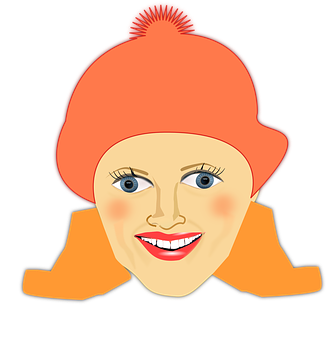 Smiling Face Orange Knit Hat PNG