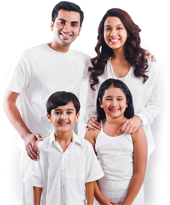 Smiling Family White Outfits PNG