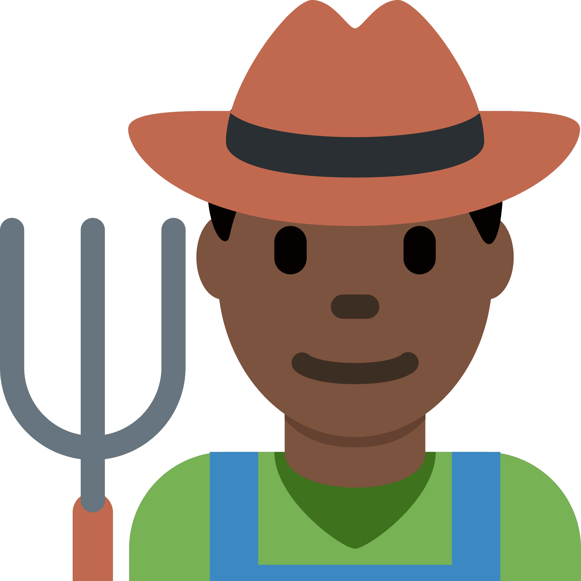 Smiling Farmer Emojiwith Hatand Pitchfork PNG