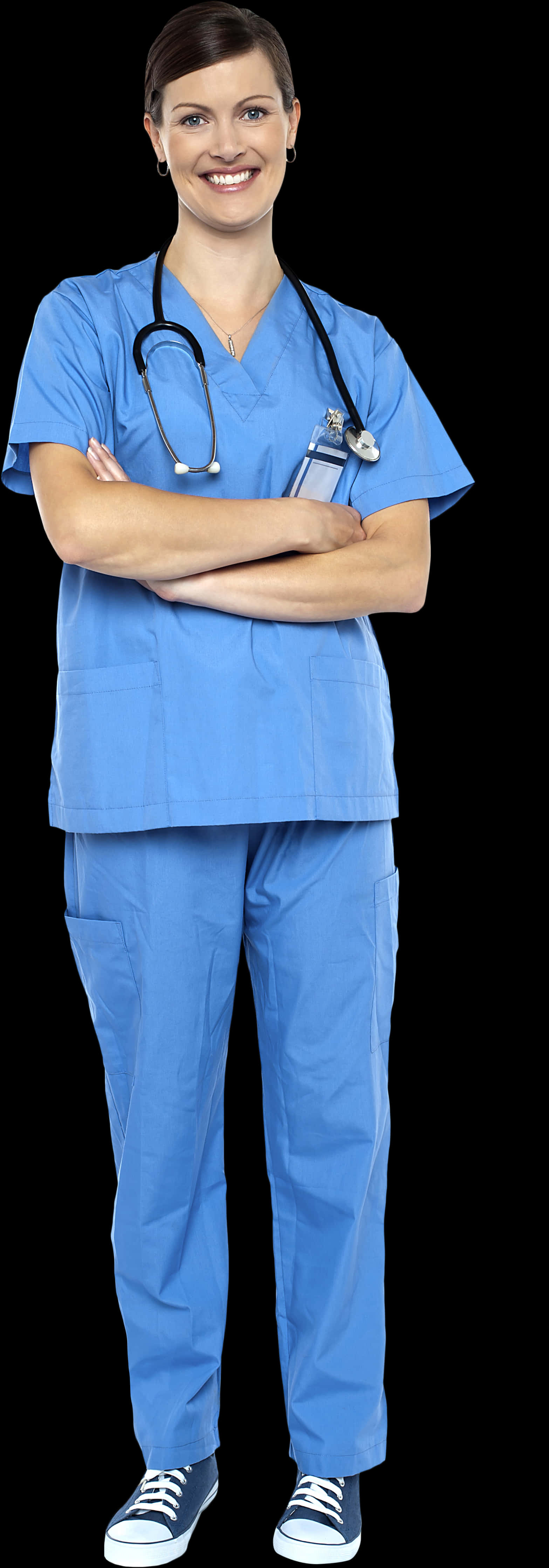 Smiling Female Doctorin Scrubs PNG
