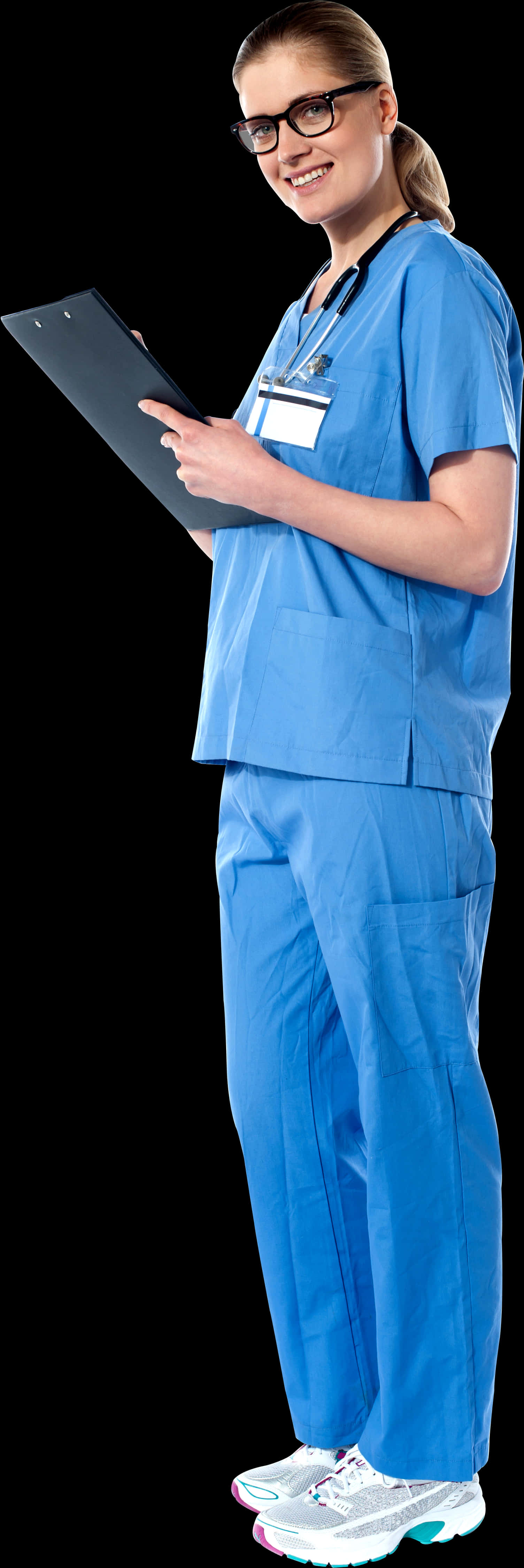 Smiling Female Doctorwith Clipboard PNG
