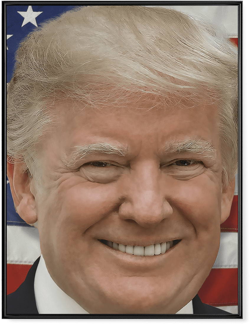 Smiling Figure Against American Flag Background PNG