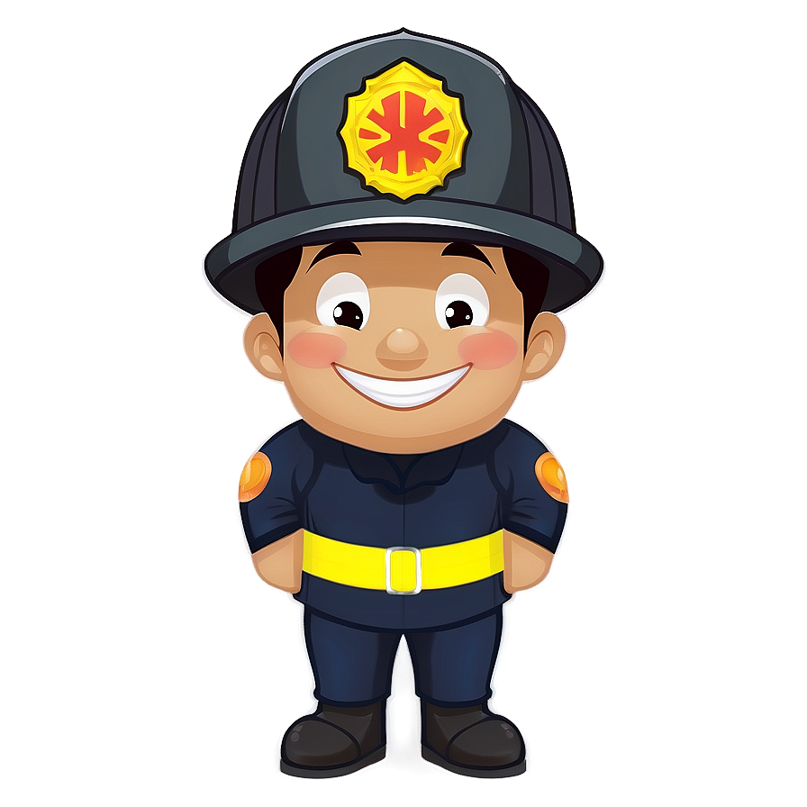 Smiling Firefighter Character Png 06202024 PNG