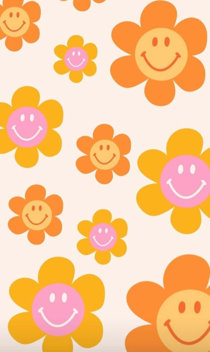Smiling Flower Pattern Wallpaper