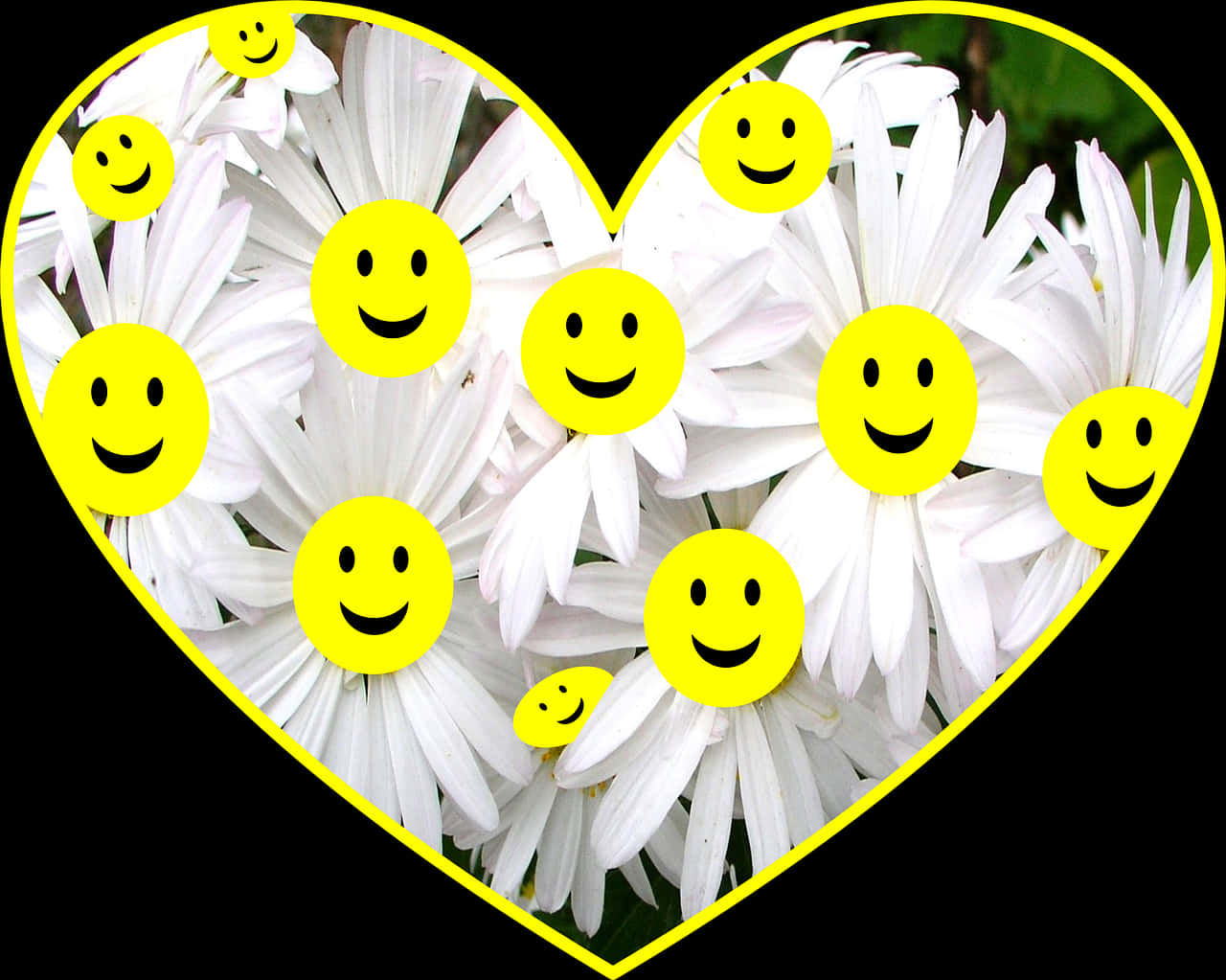 Smiling Flowersin Heart Shape PNG