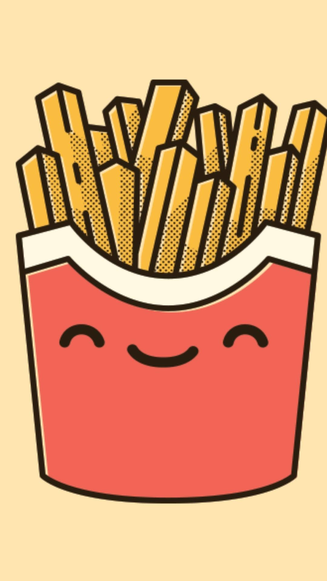 Smiling French Fries Graphic Wallpaper