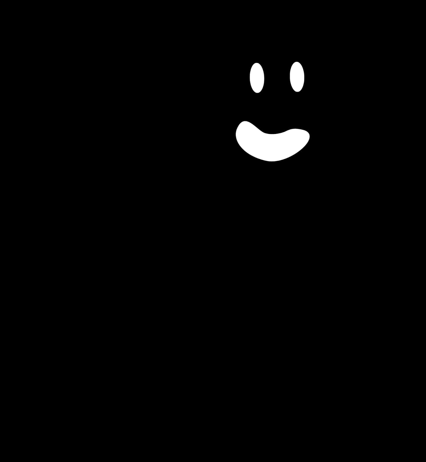 Smiling Ghost Faceon Black Background PNG