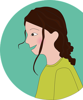 Smiling Girl Cartoon Profile PNG