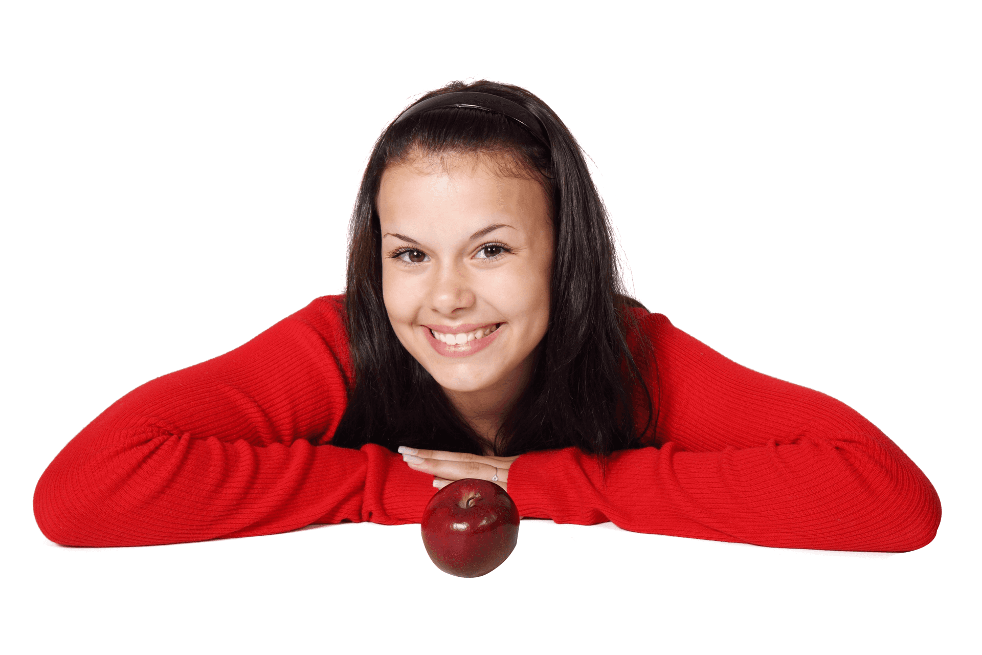 Smiling Girl With Apple PNG