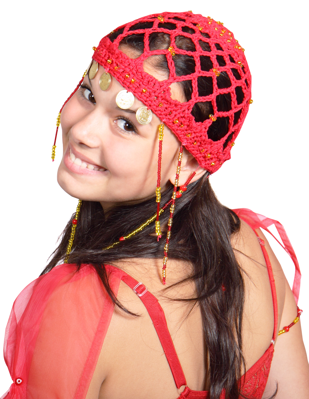 Smiling Girlin Traditional Headpiece PNG